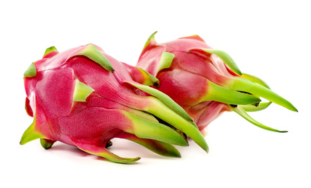 Pitaya or Dragon Fruit isolated against white backgroundの写真素材