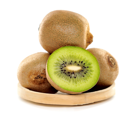 Kiwifruit (Actinidia chinensis) on white  backgroundの写真素材