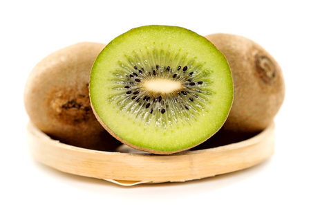 kiwifruit (Actinidia chinensis) on white backgroundの写真素材