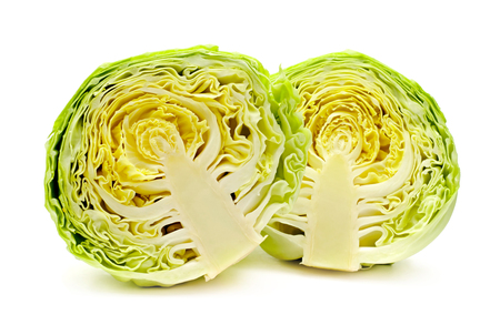 Cut cabbage on white background  background,の写真素材