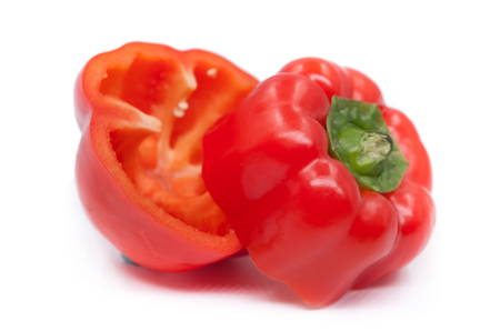 Fresh juicy peppers isolated on a white background.の写真素材