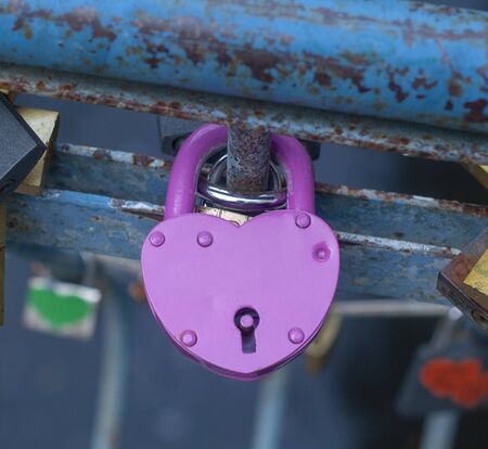 metal heart lock or padlockの写真素材