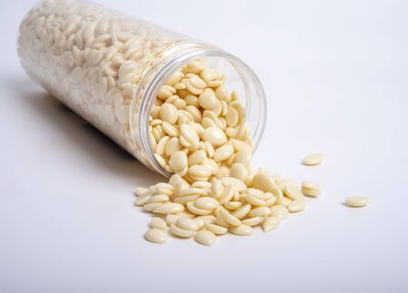 spa wax for depilation in granular form on the white backgroundの写真素材