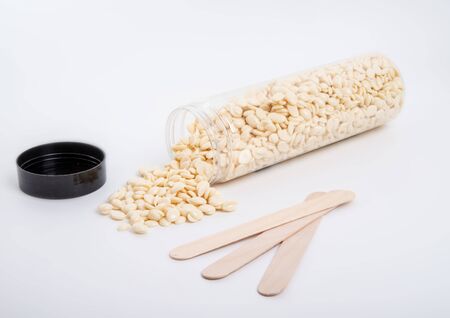 spa wax for depilation in granular form on the white backgroundの写真素材