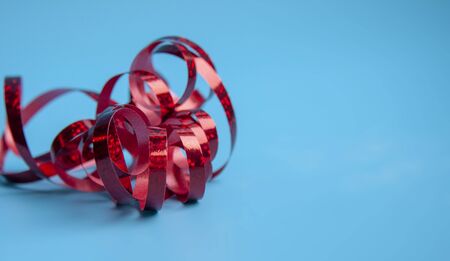 party ribbon confetti on blue