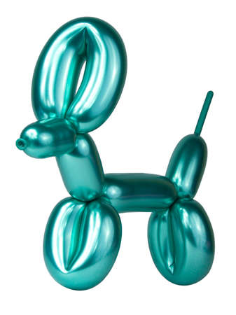 Green bright balloon dog isolated on the whiteの写真素材