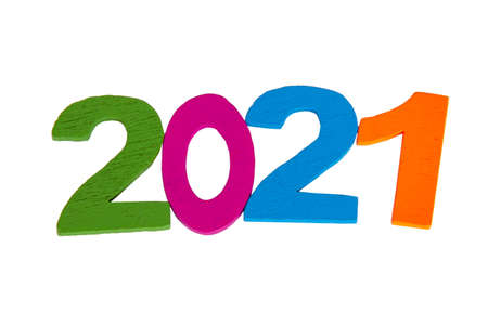 New 2021 year numbers multicolor isolated on the whiteの写真素材