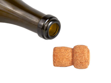 Wine vintage cork isolated on the whiteの写真素材