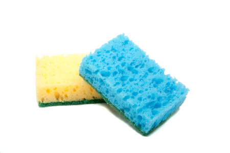 Kitchen sponge for dish isolated on the whiteの写真素材
