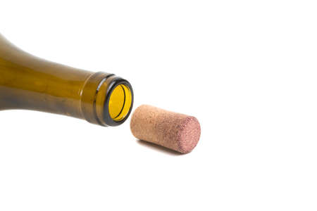 wine cork and bottle isolated on the white