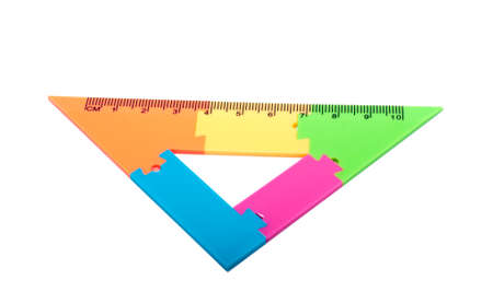 colorful plastic ruler in different color isolated on the white