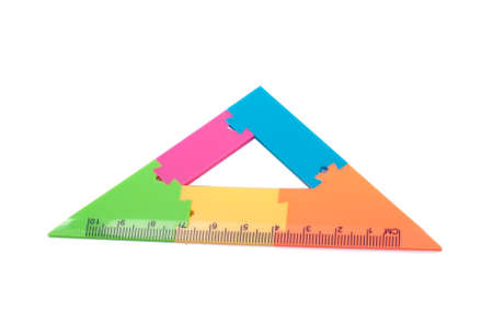 colorful plastic ruler in different color isolated on the white