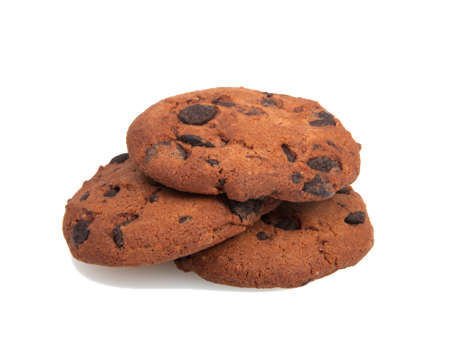 tasty cookies with chocolate isolated on the white