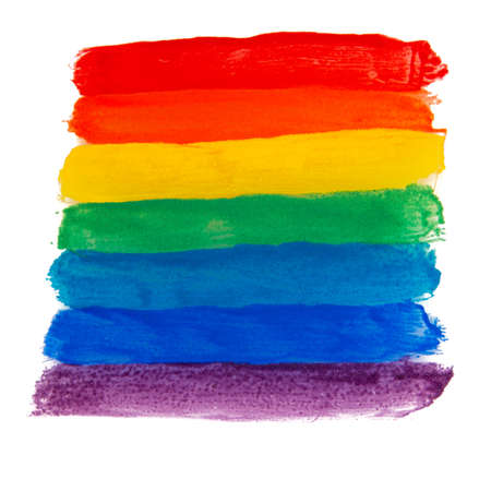 Rainbow paint flag art lgbt symbol isolated on the white backgroundの写真素材