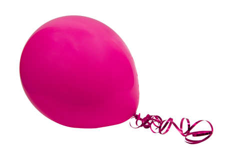 Pink bright rubber balloon isolated on the white backgroundの写真素材