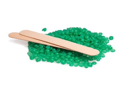 Green wax granules for depilaion isolated on the white backgroundの写真素材