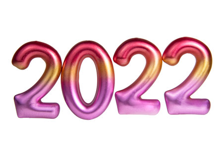 Multicolor creative 2022 numbers isolated on the white backgroundの写真素材