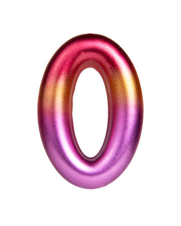 Multicolor zero 0 number isolated on the white backgroundの写真素材