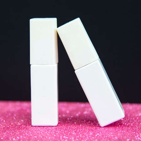 White bottle of gel for nails with place for text mockup