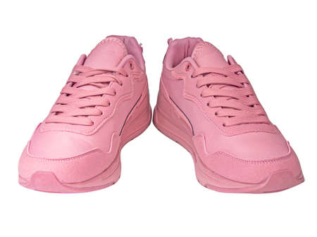 Sport pink running sneakers shoes isolated on the white backgroundの写真素材