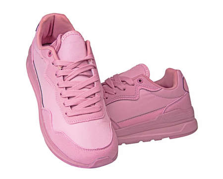 Sport pink running sneakers shoes isolated on the white backgroundの写真素材