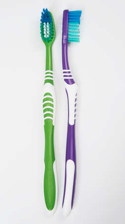 Multicolor toothbrush for teeth on the white backgroundの写真素材