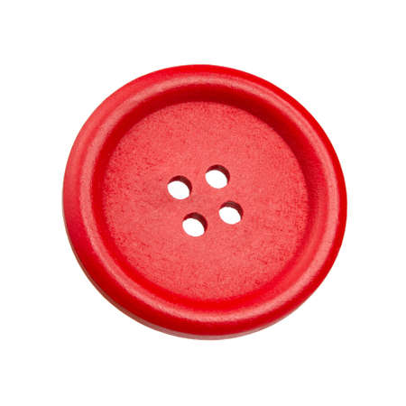 Red cloth button sew material isolated on the white background