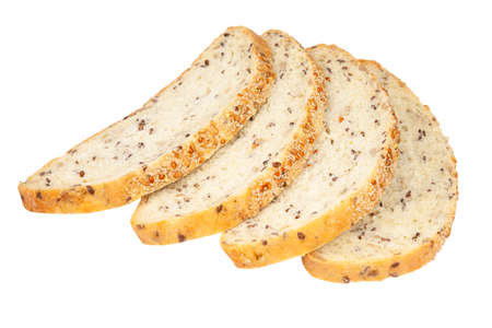 Whole wheat bread slices homemade baked isolated on the white product