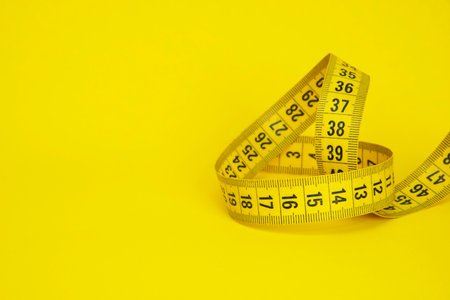 Tape measure sew diet colorful background with copyspace