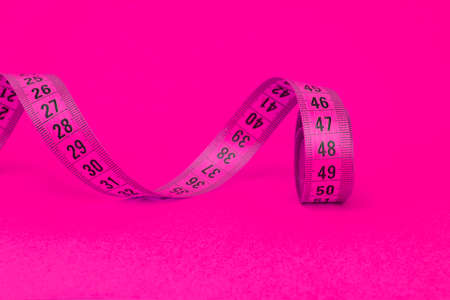 Tape measure sew diet colorful background with copyspace