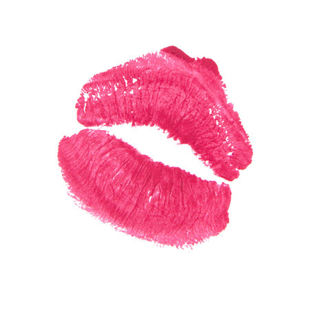 Beautiful lips track kiss cosmetic isolated on the white backgroundの写真素材