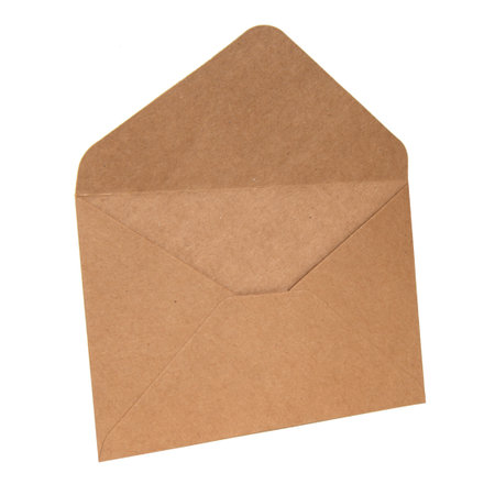 Craft envelope letter mail isolated on the white backgroundの写真素材