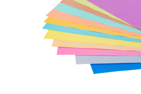 Folders in different pastel colors isolated on white backgroundの写真素材