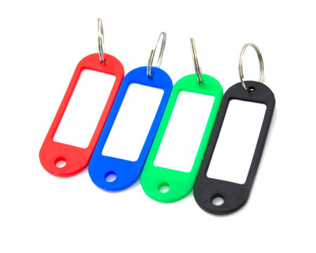 Colorful key tags isolated on white background. Clipping path included.