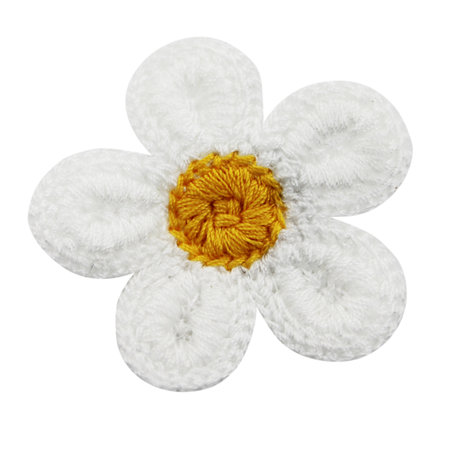 Knitted Chamomile Flower Isolated On White Backgroundの写真素材