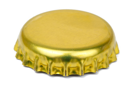 Crown cap bottle gold silver metal isolatedの写真素材