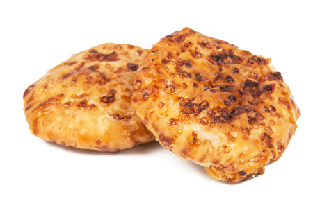 Sour cherry pie on white backgroundの写真素材