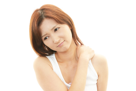 Woman uneasy look の写真素材