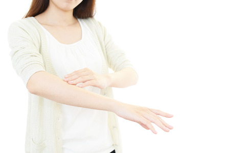 The woman who does skin care の写真素材