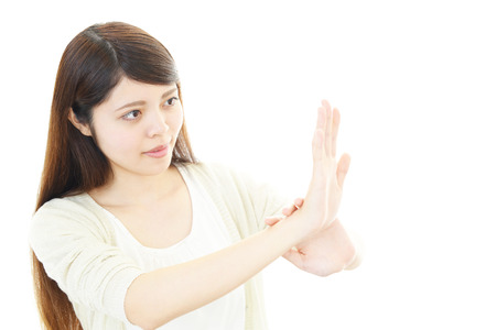 The woman who does skin care の写真素材