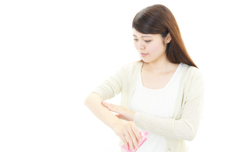 The woman who does skin care の写真素材