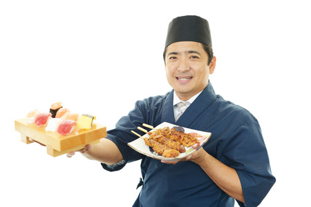 Portrait of a Japanese chefの写真素材