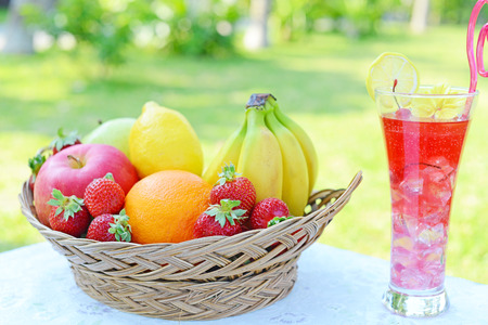 Fresh fruits and juiceの写真素材