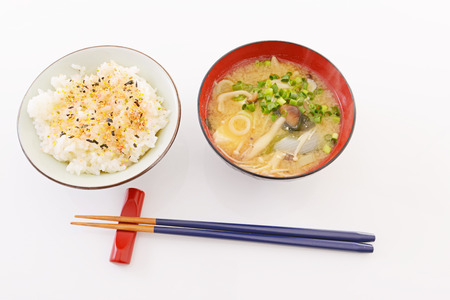 Japanese cuisine tasty rice and miso soupの写真素材