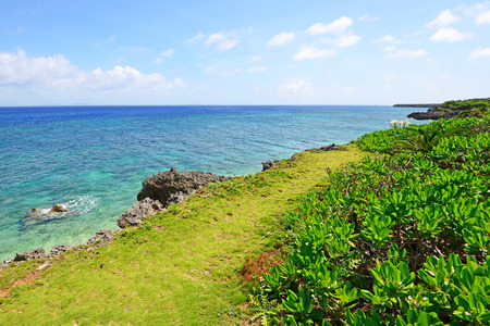 The cobalt blue sea and blue skyの写真素材
