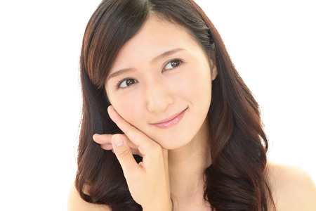 The woman who takes care of her faceの写真素材