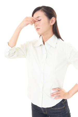 Tired Asian womanの写真素材