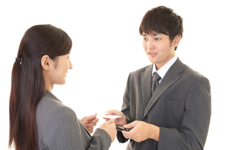 Business card exchangeの写真素材