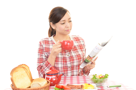 Woman who enjoys foodの写真素材