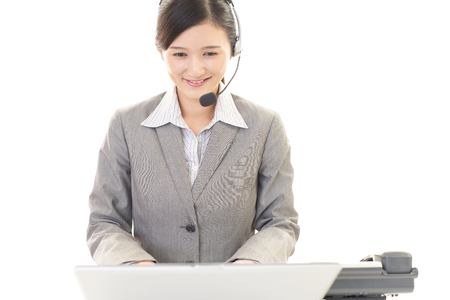 Smiling call center operatorの写真素材
